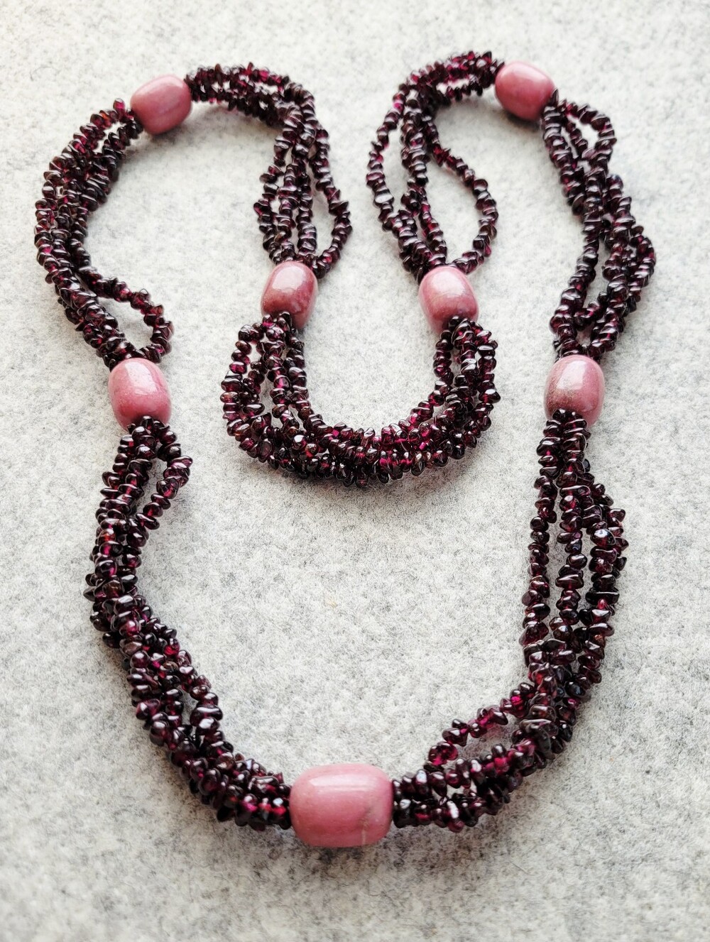 Natural Stone & Glass Multi-Strand Beaded Very Heavy Necklace